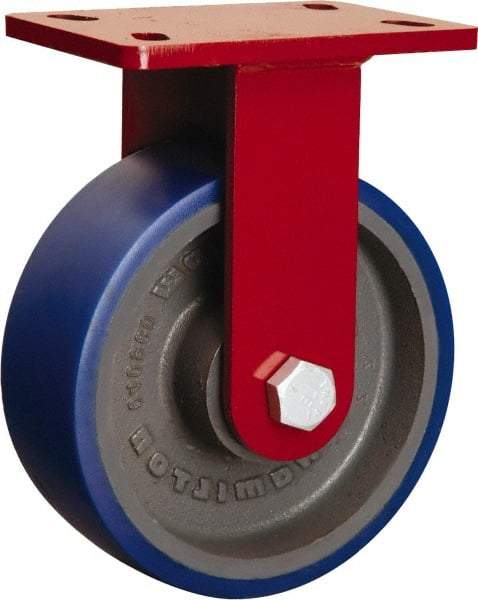 Hamilton - 8" Diam x 3" Wide x 10-1/8" OAH Top Plate Mount Rigid Caster - Polyurethane, 2,700 Lb Capacity, Sealed Precision Ball Bearing, 5 x 7" Plate - A1 Tooling