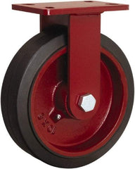 Hamilton - 10" Diam x 3" Wide x 11-1/2" OAH Top Plate Mount Swivel Caster - Rubber Mold on Cast Iron, 1,000 Lb Capacity, Straight Roller Bearing, 4-1/2 x 6-1/2" Plate - A1 Tooling