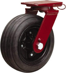 Hamilton - 10" Diam x 4" Wide, Rubber Swivel Caster - 1,000 Lb Capacity, Top Plate Mount, 4-1/2" x 6-1/2" Plate, Tapered Roller Bearing - A1 Tooling