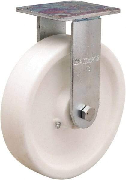 Hamilton - 8" Diam x 2" Wide x 9-1/2" OAH Top Plate Mount Rigid Caster - Polyolefin, Delrin Bearing, 4 x 4-1/2" Plate - A1 Tooling