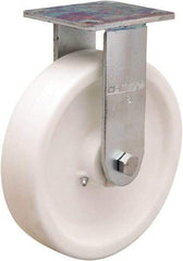 Hamilton - 8" Diam x 2" Wide x 9-1/2" OAH Top Plate Mount Rigid Caster - Polyolefin, Delrin Bearing, 4 x 4-1/2" Plate - A1 Tooling