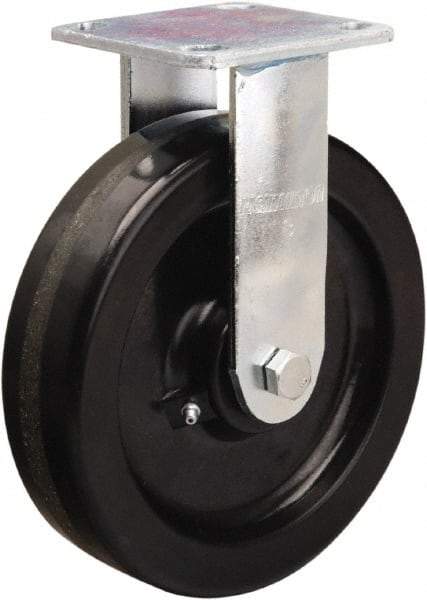 Hamilton - 8" Diam x 2" Wide x 9-1/2" OAH Top Plate Mount Rigid Caster - Phenolic, 1,200 Lb Capacity, Straight Roller Bearing, 4 x 4-1/2" Plate - A1 Tooling