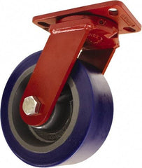 Hamilton - 10" Diam x 3" Wide x 11-1/2" OAH Top Plate Mount Swivel Caster - Polyurethane, 3,200 Lb Capacity, Sealed Precision Ball Bearing, 4-1/2 x 6-1/2" Plate - A1 Tooling