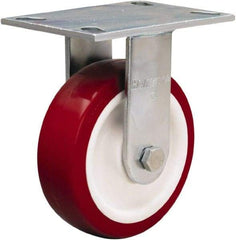 Hamilton - 6" Diam x 2" Wide x 7-1/2" OAH Top Plate Mount Rigid Caster - Polyurethane Mold on Polypropylene, 900 Lb Capacity, Straight Roller Bearing, 4-1/2 x 6-1/4" Plate - A1 Tooling