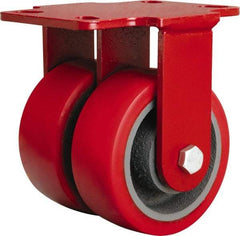 Hamilton - 5" Diam x 2" Wide x 6-3/4" OAH Top Plate Mount Rigid Caster - Polyurethane Mold onto Cast Iron Center, 2,500 Lb Capacity, Sealed Precision Ball Bearing, 4-1/2 x 6-1/2" Plate - A1 Tooling