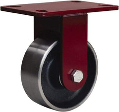 Hamilton - 5" Diam x 2" Wide x 6-3/4" OAH Top Plate Mount Rigid Caster - Forged Steel, 1,500 Lb Capacity, Tapered Roller Bearing, 4-1/2 x 6-1/2" Plate - A1 Tooling