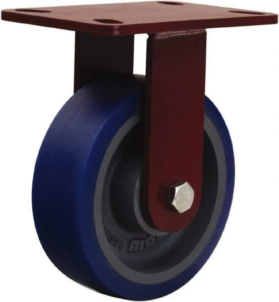 Hamilton - 6" Diam x 2" Wide x 7-3/4" OAH Top Plate Mount Rigid Caster - Polyurethane, 1,600 Lb Capacity, Sealed Precision Ball Bearing, 4-1/2 x 6-1/2" Plate - A1 Tooling