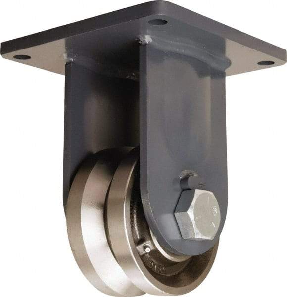 Hamilton - 6" Diam x 3" Wide, Forged Steel Rigid Caster - 10,000 Lb Capacity, Top Plate Mount, 8-1/2" x 8-1/2" Plate, Tapered Roller Bearing - A1 Tooling