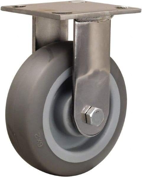 Hamilton - 5" Diam x 2" Wide x 6-1/2" OAH Top Plate Mount Rigid Caster - Rubber Mold on Polyolefin, 350 Lb Capacity, Delrin Bearing, 3-3/4 x 4-1/2" Plate - A1 Tooling