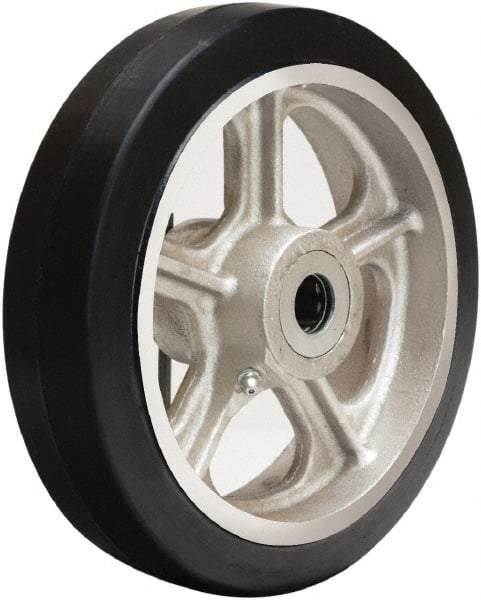 Hamilton - 8 Inch Diameter x 2 Inch Wide, Rubber on Cast Iron Caster Wheel - 500 Lb. Capacity, 2-1/4 Inch Hub Length, 3/4 Inch Axle Diameter, Straight Roller Bearing - A1 Tooling