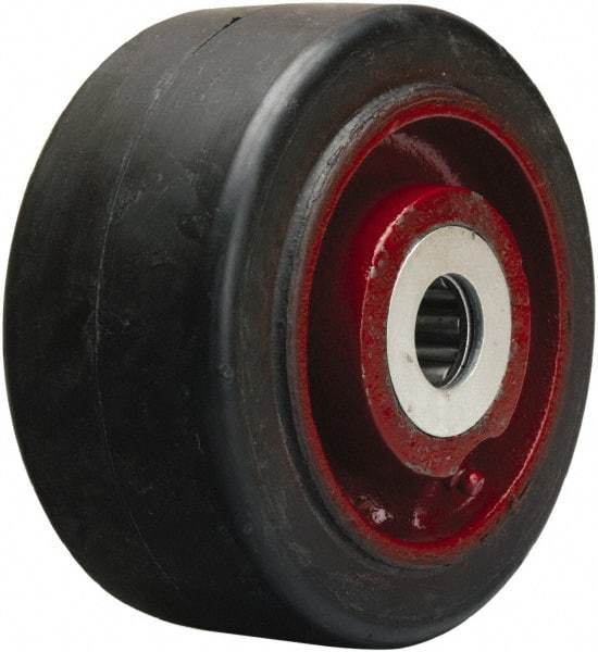 Hamilton - 6 Inch Diameter x 3 Inch Wide, Rubber on Cast Iron Caster Wheel - 680 Lb. Capacity, 3-1/4 Inch Hub Length, 1 Inch Axle Diameter, Straight Roller Bearing - A1 Tooling