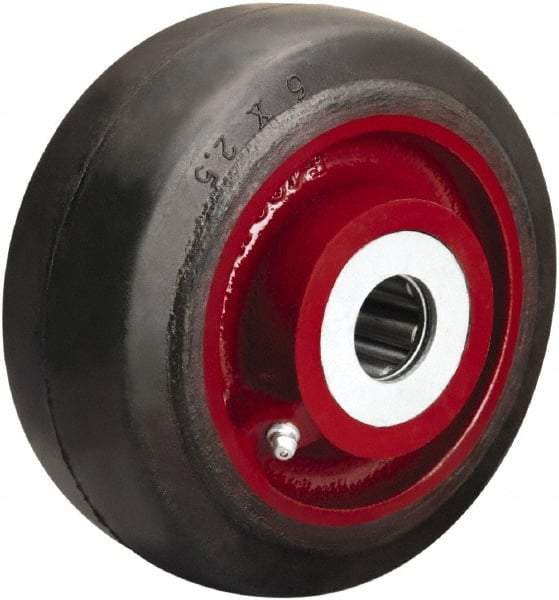 Hamilton - 6 Inch Diameter x 2-1/2 Inch Wide, Rubber on Cast Iron Caster Wheel - 540 Lb. Capacity, 3-1/4 Inch Hub Length, 1-1/4 Inch Axle Diameter, Straight Roller Bearing - A1 Tooling