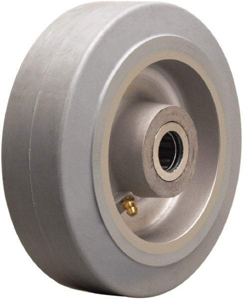 Hamilton - 6 Inch Diameter x 2 Inch Wide, Rubber on Aluminum Caster Wheel - 410 Lb. Capacity, 2-1/4 Inch Hub Length, 3/4 Inch Axle Diameter, Straight Roller Bearing - A1 Tooling