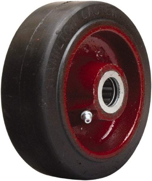 Hamilton - 5 Inch Diameter x 2 Inch Wide, Rubber on Cast Iron Caster Wheel - 350 Lb. Capacity, 2-1/4 Inch Hub Length, 3/4 Inch Axle Diameter, Straight Roller Bearing - A1 Tooling