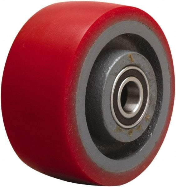 Hamilton - 4 Inch Diameter x 2 Inch Wide, Polyurethane on Cast Iron Caster Wheel - 900 Lb. Capacity, 2-1/4 Inch Hub Length, 1/2 Inch Axle Diameter, Precision Ball Bearing - A1 Tooling