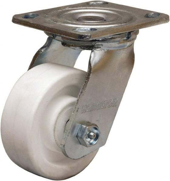 Hamilton - 4" Diam x 1-1/2" Wide x 5-5/8" OAH Top Plate Mount Swivel Caster - Polyolefin, 400 Lb Capacity, Delrin Bearing, 4 x 4-1/2" Plate - A1 Tooling