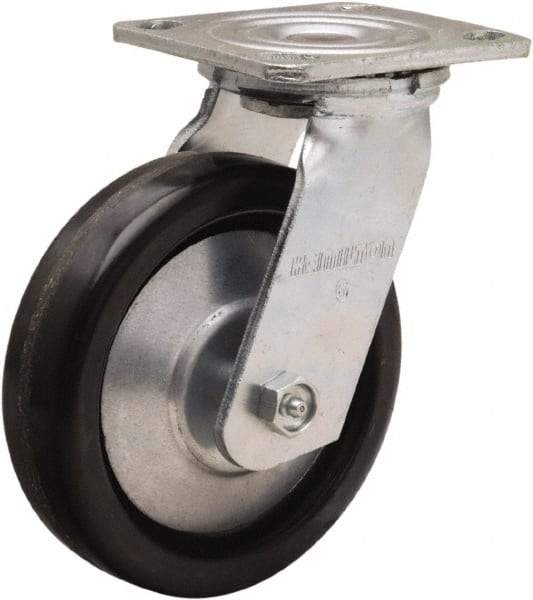 Hamilton - 6" Diam x 1-1/2" Wide x 7-1/2" OAH Top Plate Mount Swivel Caster - Phenolic, 800 Lb Capacity, Straight Roller Bearing, 4 x 4-1/2" Plate - A1 Tooling