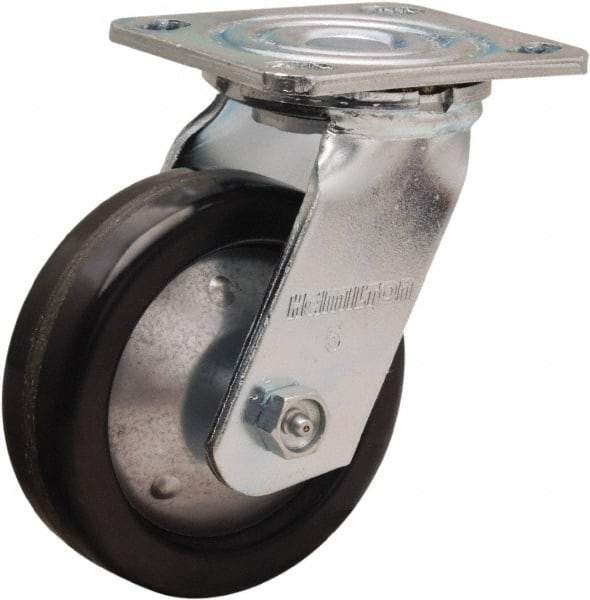 Hamilton - 5" Diam x 1-1/2" Wide x 6-1/2" OAH Top Plate Mount Swivel Caster - Phenolic, 600 Lb Capacity, Straight Roller Bearing, 4 x 4-1/2" Plate - A1 Tooling