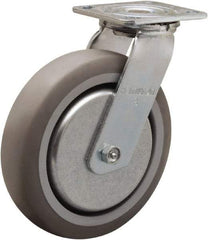 Hamilton - 8" Diam x 2" Wide x 9-1/2" OAH Top Plate Mount Swivel Caster - Rubber Mold on Polyolefin, 500 Lb Capacity, Straight Roller Bearing, 4 x 4-1/2" Plate - A1 Tooling