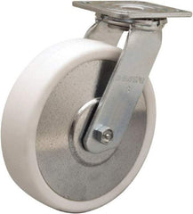 Hamilton - 8" Diam x 2" Wide x 9-1/2" OAH Top Plate Mount Swivel Caster - Polyolefin, 900 Lb Capacity, Delrin Bearing, 4 x 4-1/2" Plate - A1 Tooling