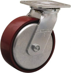 Hamilton - 6" Diam x 2" Wide x 7-1/2" OAH Top Plate Mount Swivel Caster - Cast Iron, 800 Lb Capacity, Sealed Precision Ball Bearing, 4 x 4-1/2" Plate - A1 Tooling