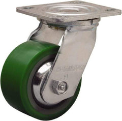 Hamilton - 4" Diam x 2" Wide x 5-5/8" OAH Top Plate Mount Swivel Caster - Polyurethane Mold onto Cast Iron Center, 750 Lb Capacity, Sealed Precision Ball Bearing, 4 x 4-1/2" Plate - A1 Tooling