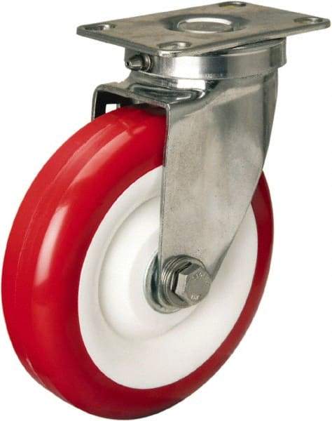 Hamilton - 5" Diam x 1-3/8" Wide x 6-1/4" OAH Top Plate Mount Swivel Caster - Polyurethane Mold on Polypropylene, 325 Lb Capacity, Delrin Bearing, 2-3/8 x 3-5/8" Plate - A1 Tooling