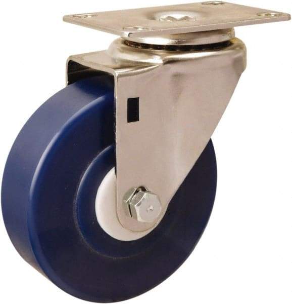 Hamilton - 4" Diam x 1-1/4" Wide x 5-1/8" OAH Top Plate Mount Swivel Caster - Polyurethane, 325 Lb Capacity, Delrin Bearing, 2-3/8 x 3-5/8" Plate - A1 Tooling