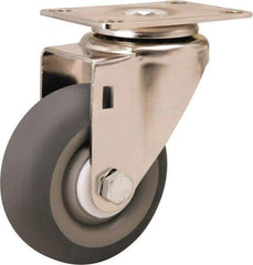 Hamilton - 3-1/2" Diam x 1-3/8" Wide x 4-7/8" OAH Top Plate Mount Swivel Caster - Rubber Mold on Polyolefin, 240 Lb Capacity, Delrin Bearing, 2-3/8 x 3-5/8" Plate - A1 Tooling