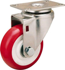 Hamilton - 3-1/2" Diam x 1-3/8" Wide x 4-7/8" OAH Top Plate Mount Swivel Caster - Polyurethane Mold on Polypropylene, 325 Lb Capacity, Delrin Bearing, 2-3/8 x 3-5/8" Plate - A1 Tooling