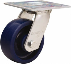 Hamilton - 5" Diam x 2" Wide x 6-1/2" OAH Top Plate Mount Swivel Caster - Polyurethane, 900 Lb Capacity, Sealed Precision Ball Bearing, 5 x 5-1/2" Plate - A1 Tooling