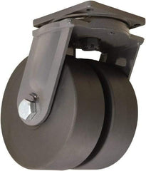 Hamilton - 12" Diam x 4" Wide x 15-1/2" OAH Top Plate Mount Dual Swivel Caster - Nylon, 16,000 Lb Capacity, Sealed Precision Ball Bearing, 8-1/2 x 8-1/2" Plate - A1 Tooling