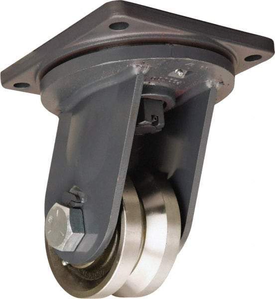 Hamilton - 6" Diam x 3" Wide, Forged Steel Swivel Caster - 10,000 Lb Capacity, Top Plate Mount, 8-1/2" x 8-1/2" Plate, Tapered Roller Bearing - A1 Tooling