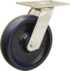 Hamilton - 8" Diam x 2" Wide x 9-1/2" OAH Top Plate Mount Swivel Caster - Polyurethane, 900 Lb Capacity, Sealed Precision Ball Bearing, 4-1/2 x 6-1/4" Plate - A1 Tooling