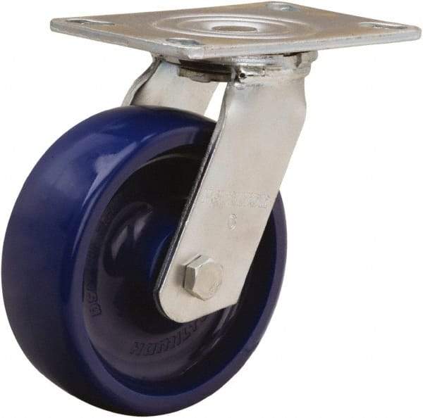 Hamilton - 6" Diam x 2" Wide x 7-1/2" OAH Top Plate Mount Swivel Caster - Polyurethane, 900 Lb Capacity, Sealed Precision Ball Bearing, 4-1/2 x 6-1/4" Plate - A1 Tooling