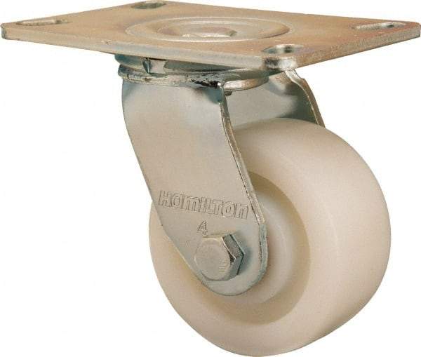 Hamilton - 4" Diam x 2" Wide x 5-5/8" OAH Top Plate Mount Swivel Caster - Nylon, 800 Lb Capacity, Sealed Precision Ball Bearing, 4-1/2 x 6-1/4" Plate - A1 Tooling