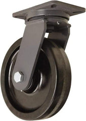 Hamilton - 10" Diam x 2-1/2" Wide x 12-1/2" OAH Top Plate Mount Swivel Caster - Phenolic, 2,500 Lb Capacity, Tapered Roller Bearing, 5-1/4 x 7-1/4" Plate - A1 Tooling