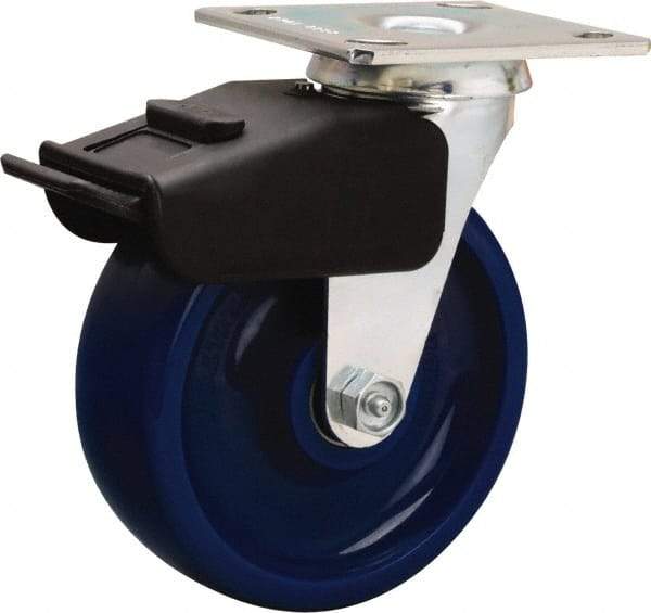 Hamilton - 6" Diam x 2" Wide x 7-1/2" OAH Top Plate Mount Swivel Caster - Polyurethane, 850 Lb Capacity, Precision Ball Bearing, 4 x 4-1/2" Plate - A1 Tooling