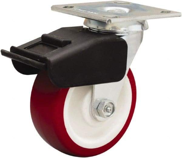 Hamilton - 5" Diam x 2" Wide x 6-1/2" OAH Top Plate Mount Swivel Caster - Polyurethane Mold on Polypropylene, 850 Lb Capacity, Straight Roller Bearing, 4 x 4-1/2" Plate - A1 Tooling