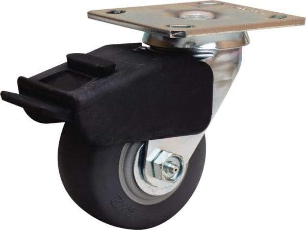 Hamilton - 4" Diam x 2" Wide x 5-5/8" OAH Top Plate Mount Swivel Caster - Rubber Mold on Polyolefin, 300 Lb Capacity, Straight Roller Bearing, 4 x 4-1/2" Plate - A1 Tooling