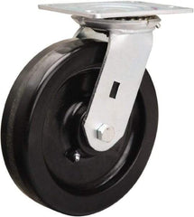 Hamilton - 8" Diam x 2" Wide x 9-1/2" OAH Top Plate Mount Swivel Caster - Phenolic, 1,400 Lb Capacity, Straight Roller Bearing, 4-1/2 x 6-1/4" Plate - A1 Tooling