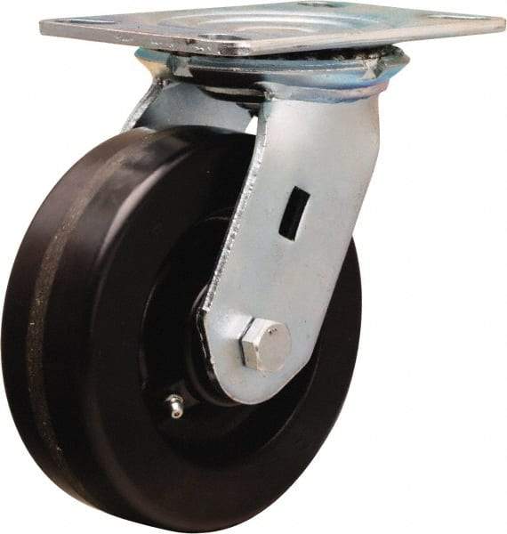 Hamilton - 6" Diam x 2" Wide x 7-1/2" OAH Top Plate Mount Swivel Caster - Phenolic, 1,200 Lb Capacity, Straight Roller Bearing, 4-1/2 x 6-1/4" Plate - A1 Tooling