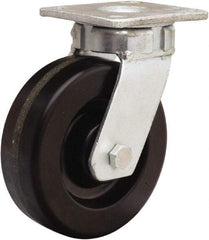 Hamilton - 6" Diam x 2" Wide x 7-1/2" OAH Top Plate Mount Swivel Caster - Phenolic, 1,200 Lb Capacity, Straight Roller Bearing, 4 x 4-1/2" Plate - A1 Tooling