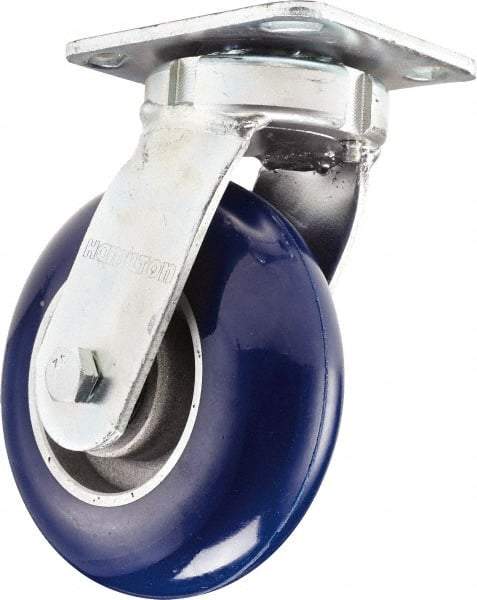 Hamilton - 5" Diam x 2" Wide x 7" OAH Top Plate Mount Swivel Caster - Nylon, 900 Lb Capacity, Sealed Precision Ball Bearing, 4 x 4-1/2" Plate - A1 Tooling