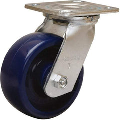 Hamilton - 5" Diam x 2" Wide x 6-1/2" OAH Top Plate Mount Swivel Caster - Polyurethane, 900 Lb Capacity, Sealed Precision Ball Bearing, 4 x 4-1/2" Plate - A1 Tooling