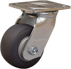 Hamilton - 4" Diam x 2" Wide x 5-5/8" OAH Top Plate Mount Swivel Caster - Rubber Mold on Polyolefin, 300 Lb Capacity, Straight Roller Bearing, 4 x 4-1/2" Plate - A1 Tooling