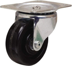 Hamilton - 4" Diam x 1-1/2" Wide x 5" OAH Top Plate Mount Swivel Caster - Phenolic, 375 Lb Capacity, Straight Roller Bearing, 4 x 5-1/8" Plate - A1 Tooling