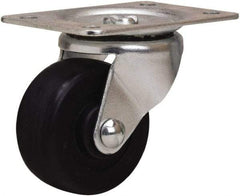 Hamilton - 2-1/2" Diam x 1-1/8" Wide x 3-1/4" OAH Top Plate Mount Swivel Caster - Hard Rubber, 175 Lb Capacity, Self-Lubricating Bearing, 2-1/4 x 4-1/2" Plate - A1 Tooling