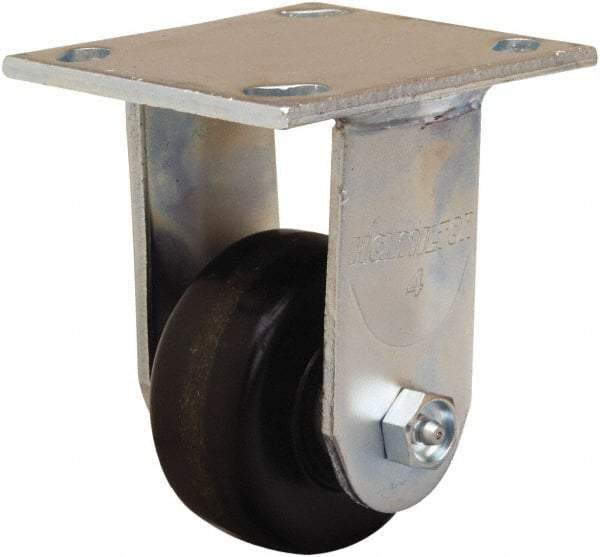 Hamilton - 3-1/4" Diam x 1-1/2" Wide x 5-1/4" OAH Top Plate Mount Rigid Caster - Phenolic, 550 Lb Capacity, Straight Roller Bearing, 4 x 4-1/2" Plate - A1 Tooling