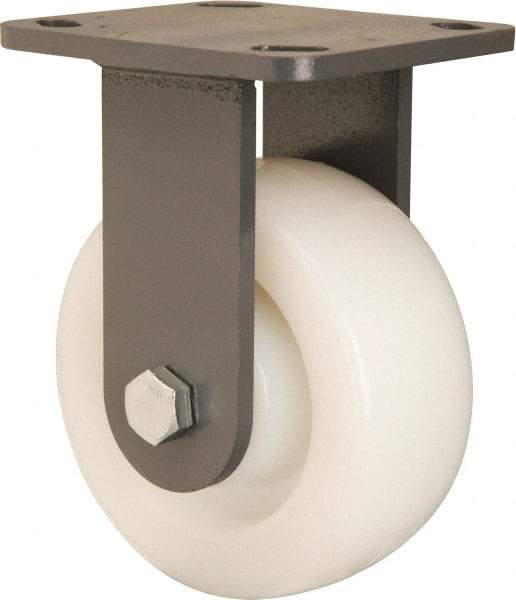 Hamilton - 5" Diam x 2" Wide x 6-1/2" OAH Top Plate Mount Rigid Caster - Nylon, Sealed Precision Ball Bearing, 4 x 4-1/2" Plate - A1 Tooling